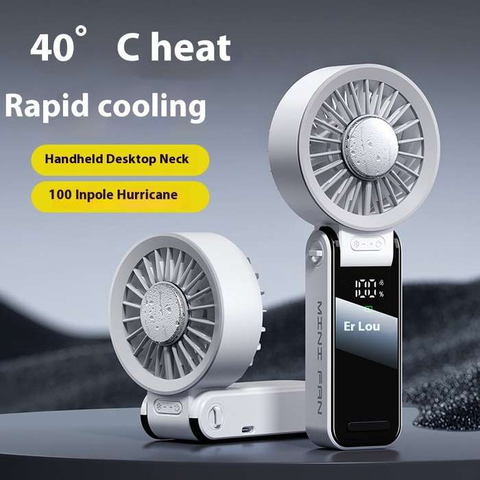 Purple - Tevorex Mini USB Fan with Digital Display 100-Speed Portable Folding Cooling Fan High Speed