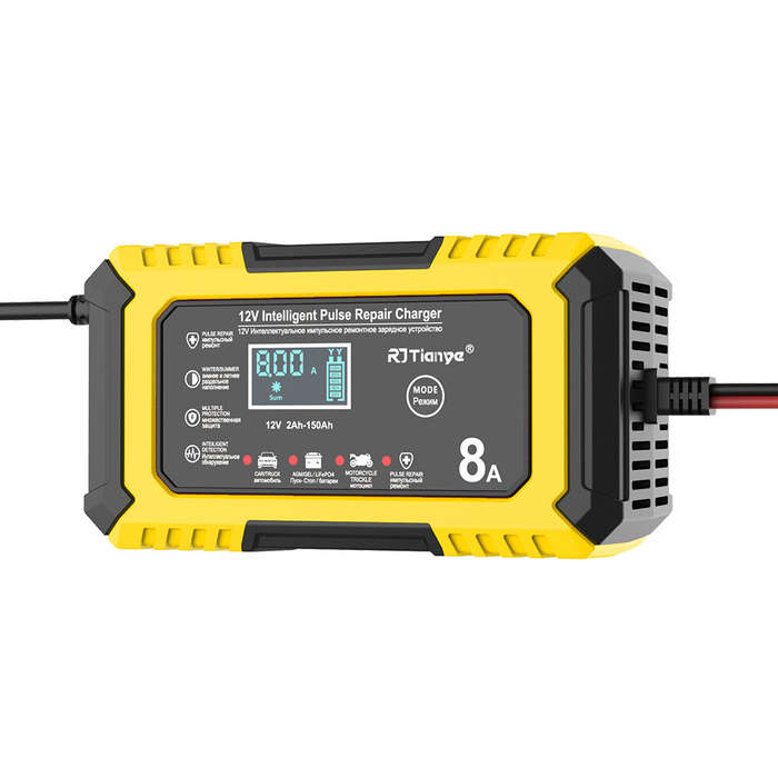 Red - RJTianye 12V 8A 4ah-150ah Intelligent Pulse Repair Charger 110-230V AC Car Motorcycle Battery