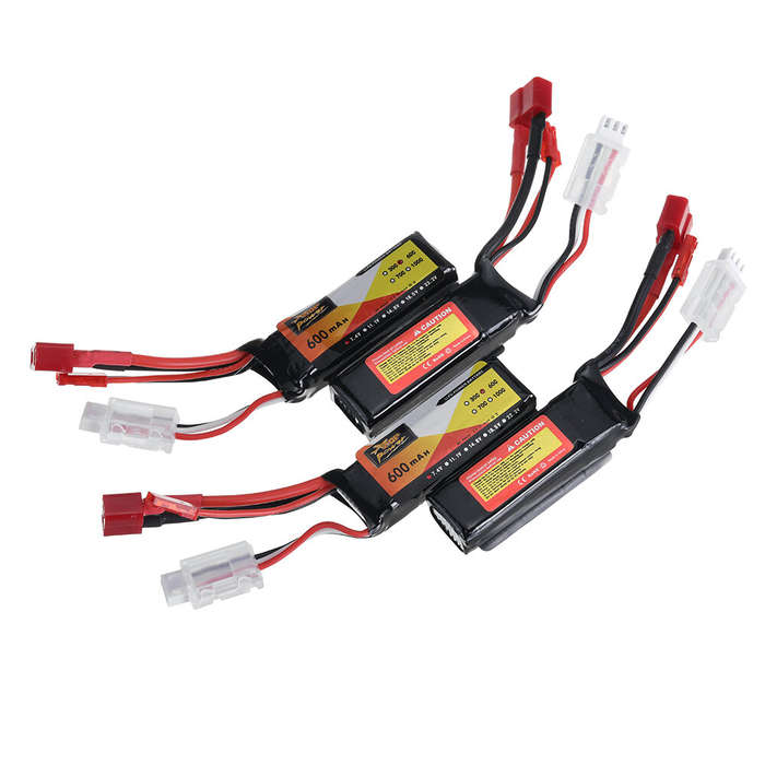 4pcs - 4PCS ZOP Power 7.4V 600mAh 60C 2S LiPo Battery JST + T Plug with B3 Charger XT30 Adapter Cabl