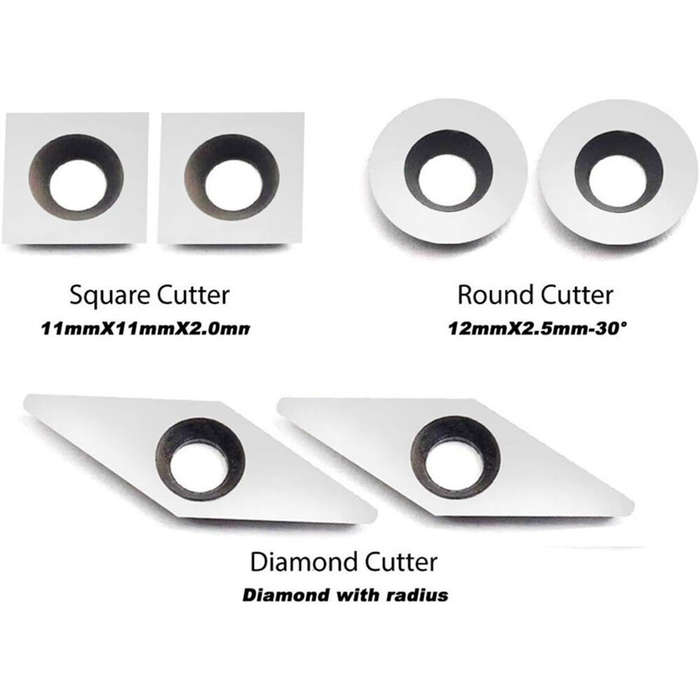 A - Wood Lathe Chisel Set 3 PCS Woodworking Turning Tools Includes Square Round Diamond Carbide Blad