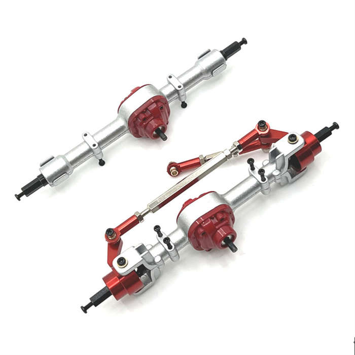 Red - 2PCS Upgraded Metal Front Rear Bridge Axle Assembly MNRC MN82 MN78 MN168 MN80 for TOYOTA Land