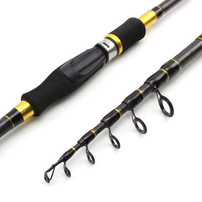2.1 - Ultra-light Carbon Spinning Lure Casting Rod Lure Telescopic Portable Fishing Rod for Baitcast