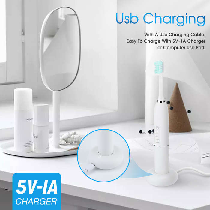 Blue - IPX7 Waterproof Electric Portable Sonic Dental Calculus Scaler Plaque Stains Cleaner Removal