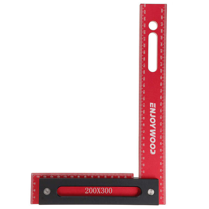 Metric - ENJOYWOOD 300x200mm Aluminum Alloy Precision Woodworking Square Right Angle Ruler with Base
