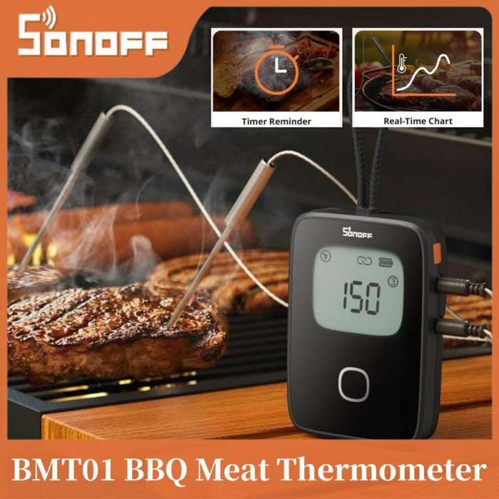 Black - SONOFF BMT01 BBQ Meat Thermometer Remote Monitoring Temperature Alert Barbecue Cooking Oven