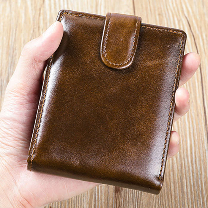 Black - Ekphero Men's Retro Genuine Leather Wallet, Compact Multi-Card Money Clip, Multi Slot Anti-t