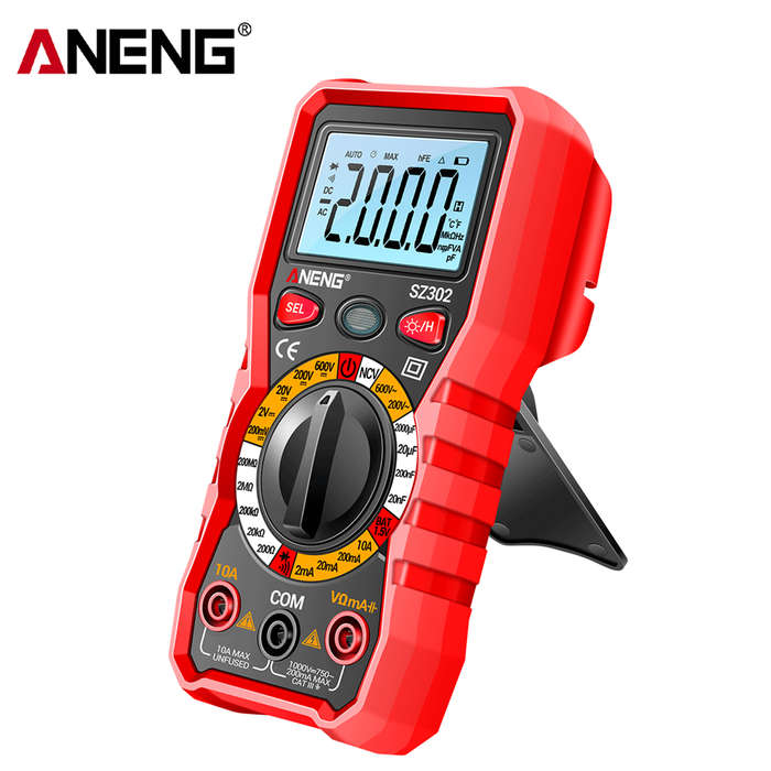 Red - ANENG SZ302 Digital Multimeter AC/DC Votage Current Automatic Tester NCV Detector Resistance O