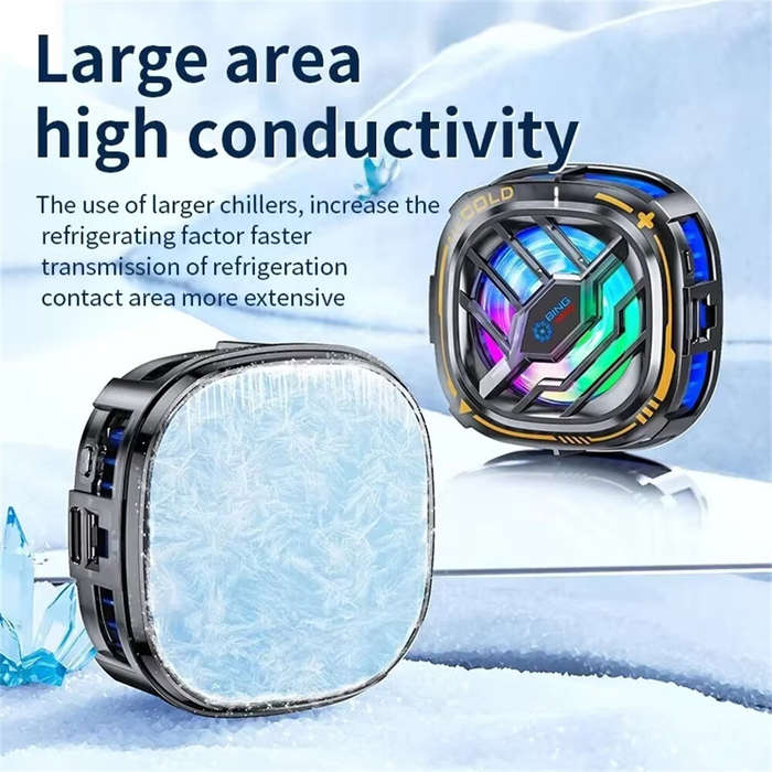 Black Gold - 2-in-1 Magnetic Mobile Radiator Cooling Fan for iPhone Tablet Galaxy Huawei Mobile Phon