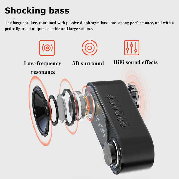 Black - Aisomex B159 Mini bluetooth Speaker Wireless Night Light Soundbar HiFi Stereo Bass Diaphragm