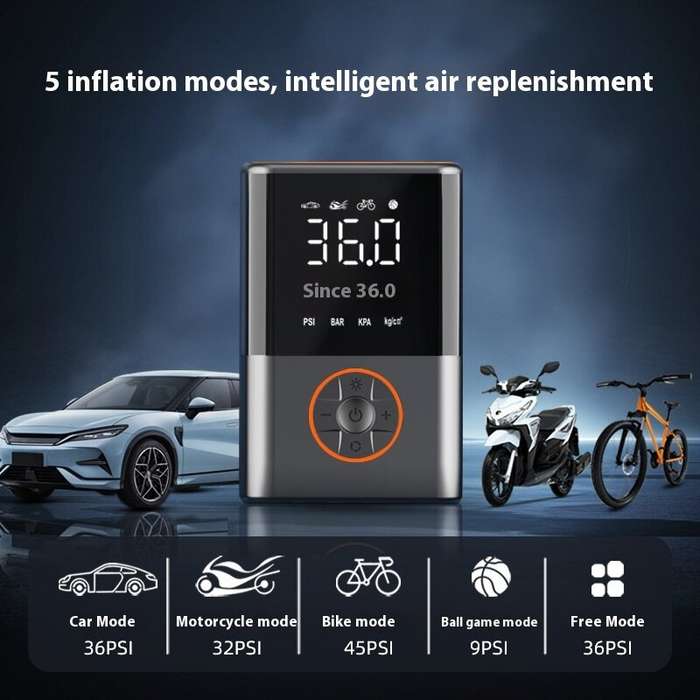 Black - 150Psi Cordless Air Pump Portable Car Air Pump Dual Screen Display 4000mAh Car Electric Tire