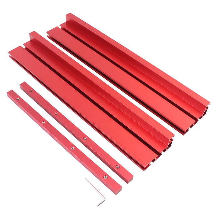 Red - 800mm Aluminum Alloy T-Track Table Saw Router Table Telescoping Fence Woodworking T-Slot Miter