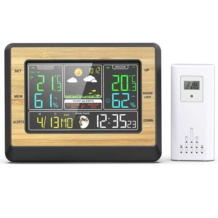 Color Screen Weather Forecast Clock Temperature and Humidity Meter Multifunctional Electronic Alarm
