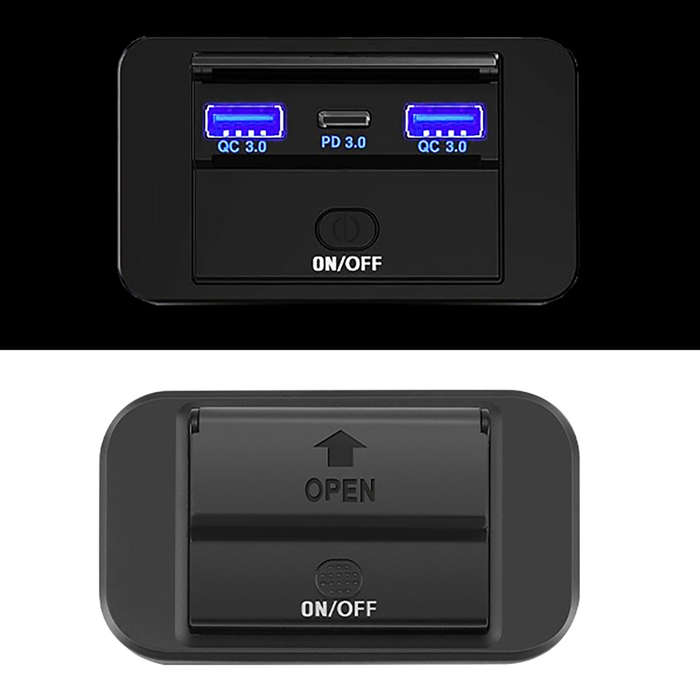 Blue - QC3.0 USB PD3.0 Type C 3 Port 66W USB C Socket Charging Socket Car Charger Mobile Phone Quick