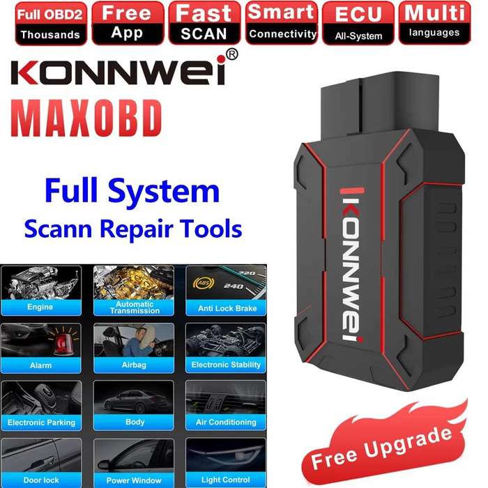 Black - KONNWEI MAXOBD Full Car System OBD2 Scanner Diagnostic Tool for iOS Android Code Read Engine
