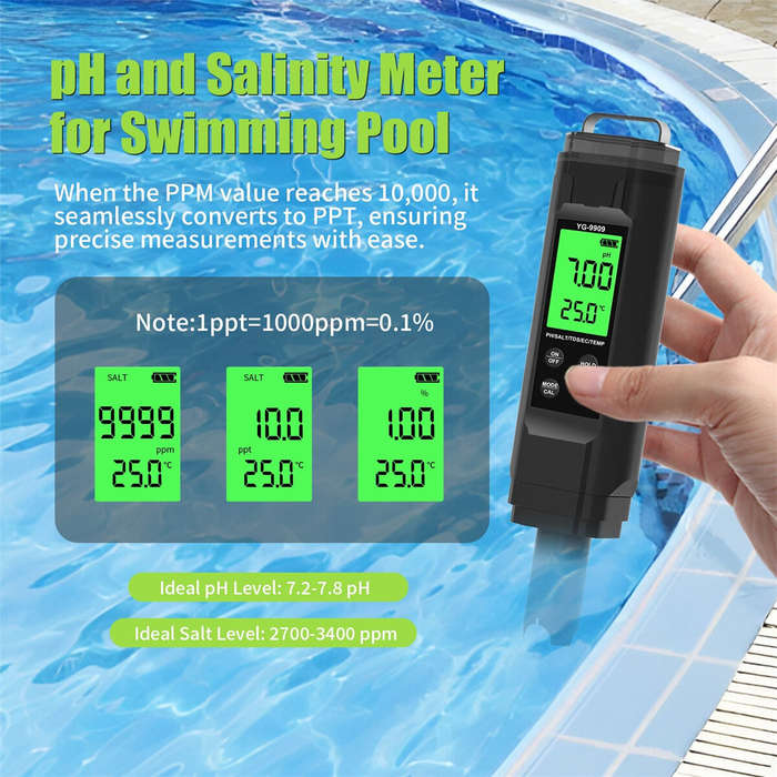 Black - Portable Water Quality Tester 5-In-1 Fish bowl PH Meter TDS Test Pen EC Value Tester Salinit