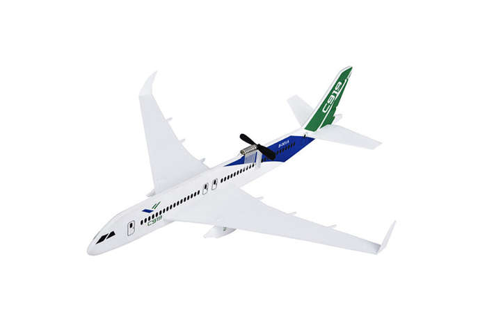 White - C919 350mm Wingspan Intelligent Electric Free Flying Paper Plane Bubble Rechargeable Airplan