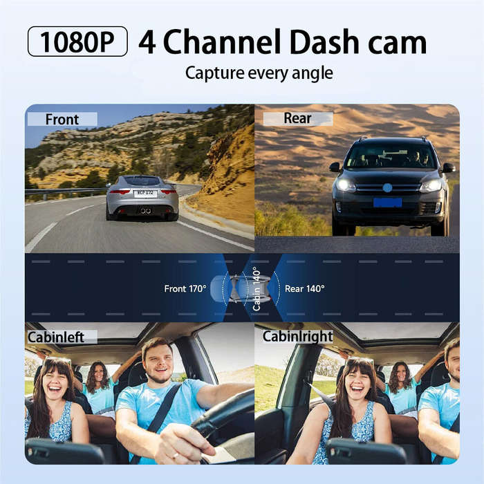 Standard - S22 1080P HD Dash Cam 4 Lens Driving Recorder Night Vision WiFi Wide Angle Parking Monito