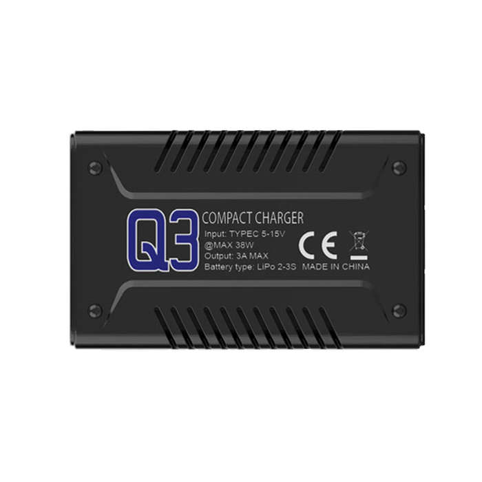 Black - Q3 Boost 2.5A Portable High Current Balanced Charging Case Fast Charge with Type-C Input for