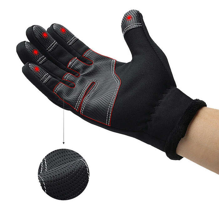 M - Warm Cycling Gloves Wear-resistant Touch Screen Waterproof Windproof Gloves for Outdoor Sport Ru