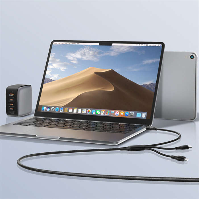 Black - LDNIO LC97uc 100W USB-A/Type-C to Type-Cx2/iP Cable PD QC3.0 Fast Charging Data Transmission