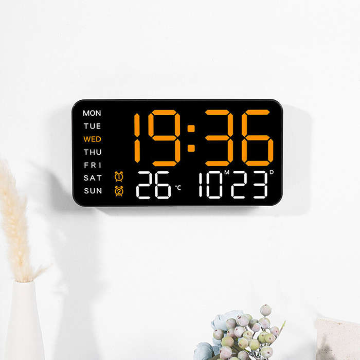 White+Blue - Multi-function LED Digital Wall Clock Borderless Electronic Clock Multifunctional Hangi