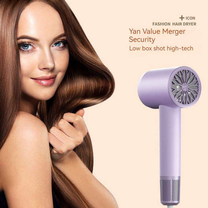 Purple - 2000W Powerful Hair Dryer 5-Level Temperature Adjustment Dual Switches with Rotating Nozzle