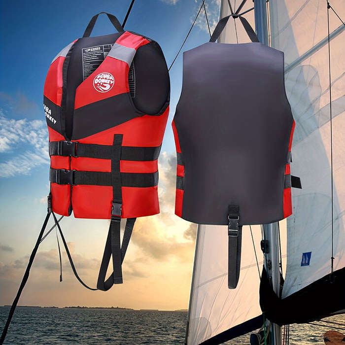 S - Adults Universal Outdoor Neoprene Life Jacket Water Sports Buoyancy Vest Kayaking Boating Swim D
