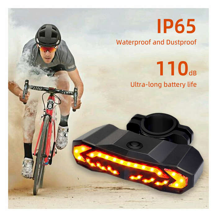Black - BIKIGHT Smart Brake Sensing Bike Taillight 1500mAh Battery Adjustable Parameters Alarm Rear