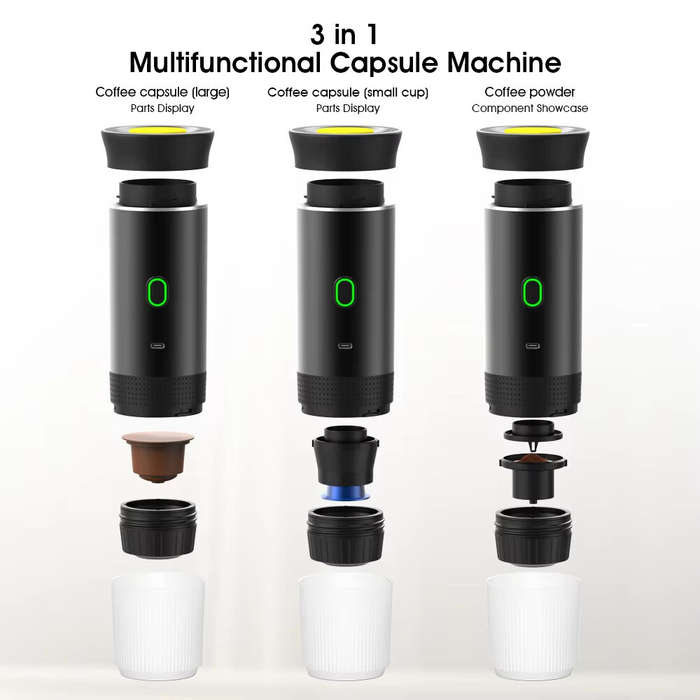 Silver - IPRee Portable Wireless Electric Espresso Coffee Machine For Travel Car Home Camping Coffee