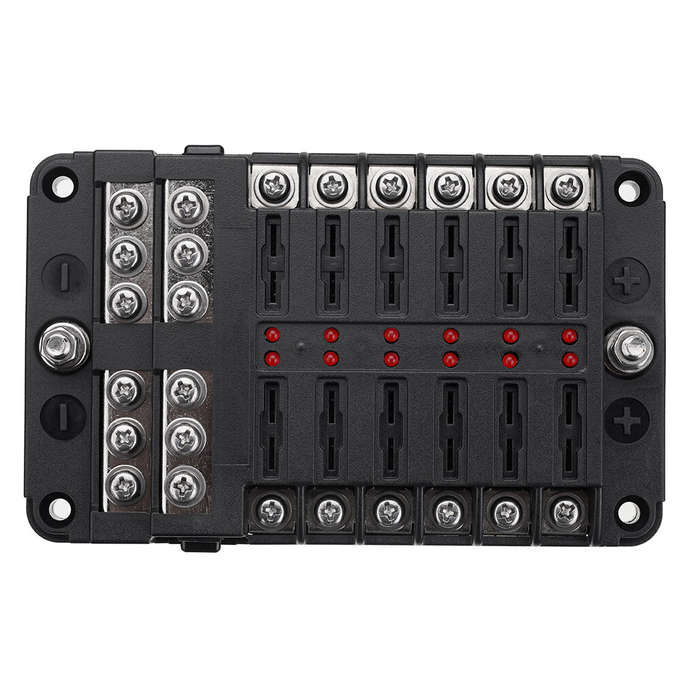Car Boat Fuses Block 12 Way LED Fuses Junction Box Blades Fuses Terminal Box 12V/24V
