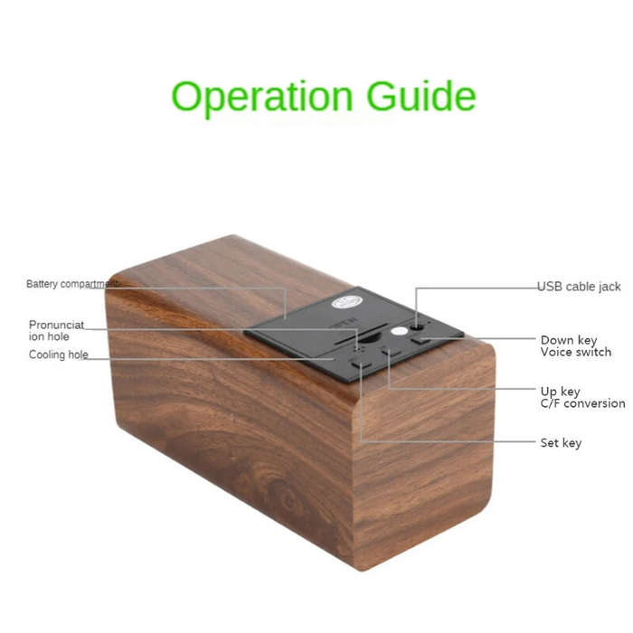 Brown - Creative Wooden Pen Holder Clock USB Voice Control Digital Pen Holder Alarm Clock LED Pencil