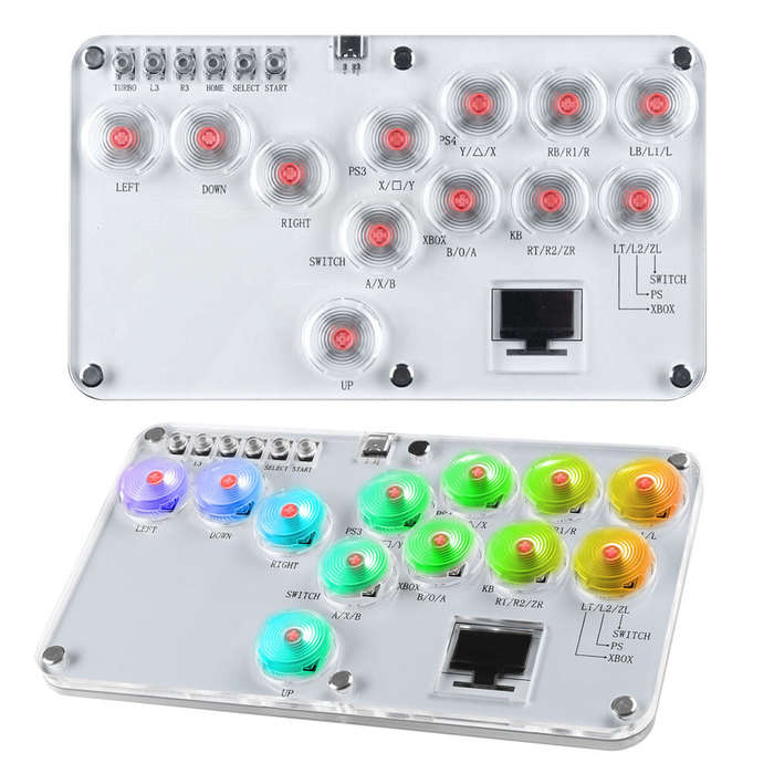 White - Hitbox 12-keys All-Button Leverless Arcade Joystick Controller Supports Turbo & Hot Swap Cus