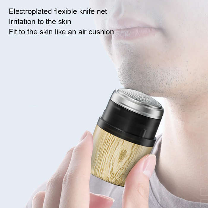Wood grain color - Mini Electric Shaver Portable Pocket Razor Shaving Knife Fast Charging Travel Min
