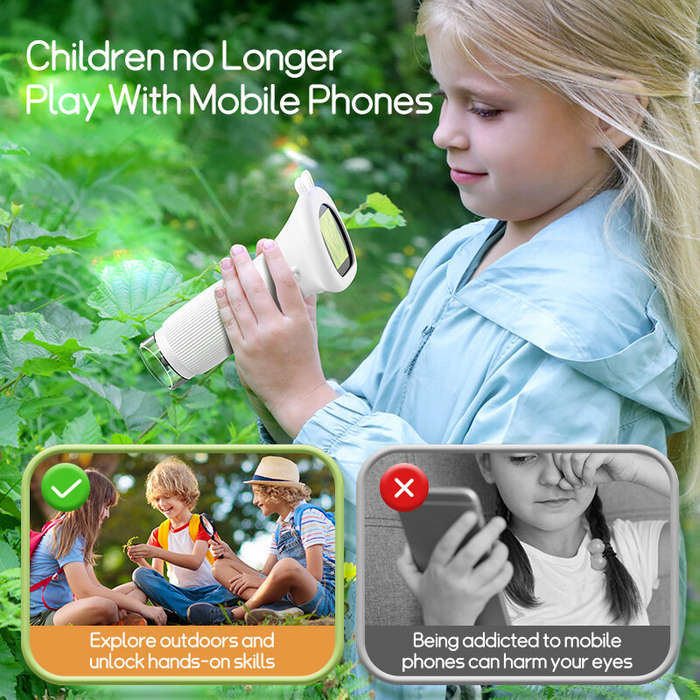 White - 1000X Portable Kid's Microscope 2 MP Camera 2.0 Inch IPS Screen 8 LEDs Rechargeable Battery