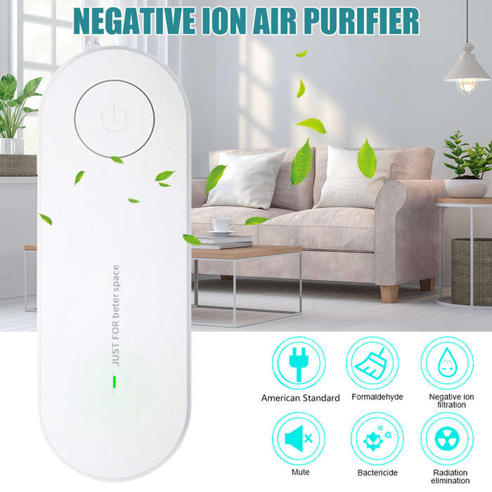 White - 2Pcs Anion Air Purifier Negative Ion Generator 5 Million Ion Output Energy Efficient Design