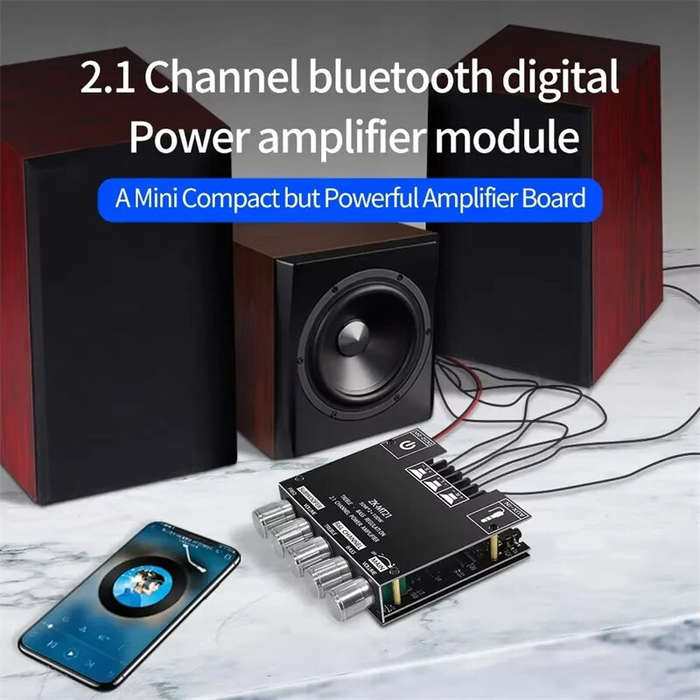 Board Only - ZK-MT21 100W+2*50W 2.1 Channel Subwoofer Digital Power Amplifier Board AUX 12/24V Audio