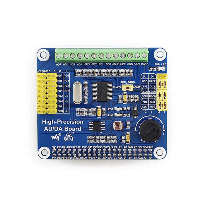 High-Precision AD/DA Digital Analog Module Expansion Board for Raspberry Pi 4B/3B+ Compatible with J