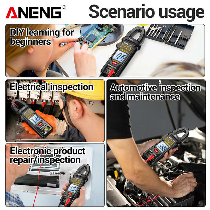 Red - ANENG PN135 Clamp Meter Digital Multimeter 4000 Counts 600A 600V AC DC Voltage Current Tester