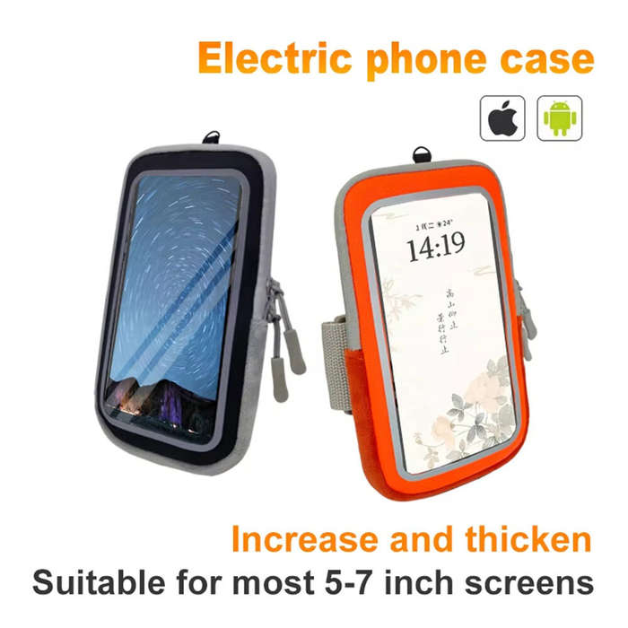 Black - Warmspace 1pcs Electric Heated Mobile Phone Bag Multifunctional Antifreeze Case with Rope fo