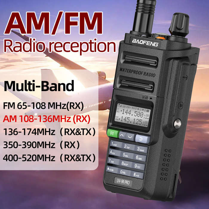 Black - Baofeng UV-9R Pro V2 High Power Long Range Walkie Talkie 128 Channels Tri-Power Multi-band W