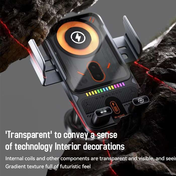 Black - F18 15W Auto Clamping Wireless Car Charger Adapter Super Fast Charging Air Vent Car Phone Ho
