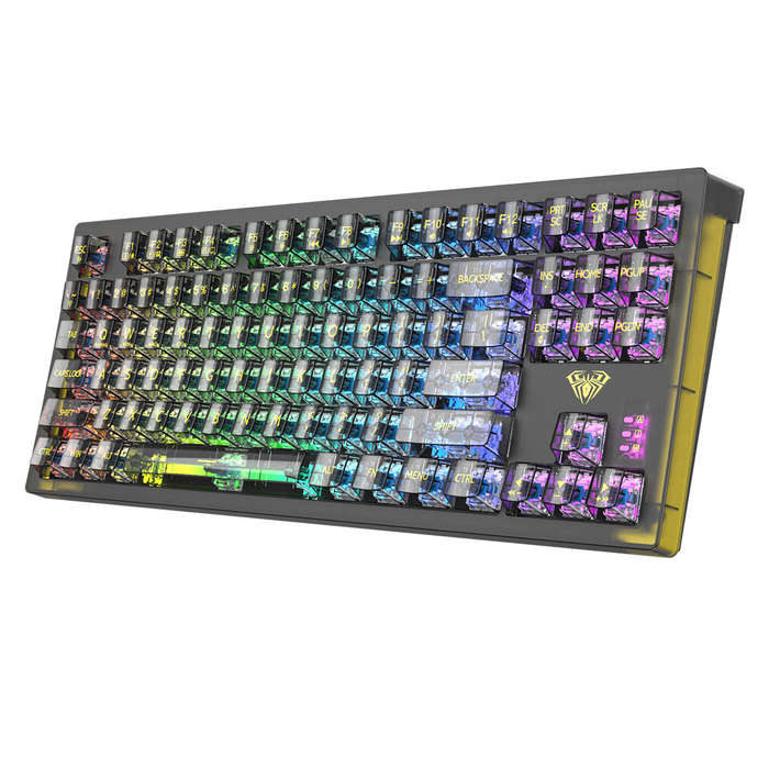 AULA F2183 Mechanical Keyboard RGB 87 Keys Hotswap bluetooth Wired 2.4G Triple Mode Keyboard Transpa