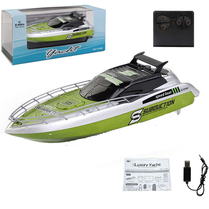 Green - 777-582 2.4G RC Boat Waterproof Remote Control Ship High Speed Vehicles Cruiser Models