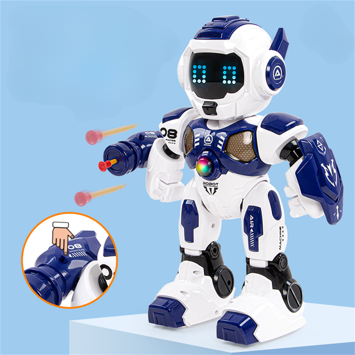 Blue - JJRC R35 Max Intelligent Mechwarrior RC Robot LED Lights Touch Sensing with Soft Bullet Launc