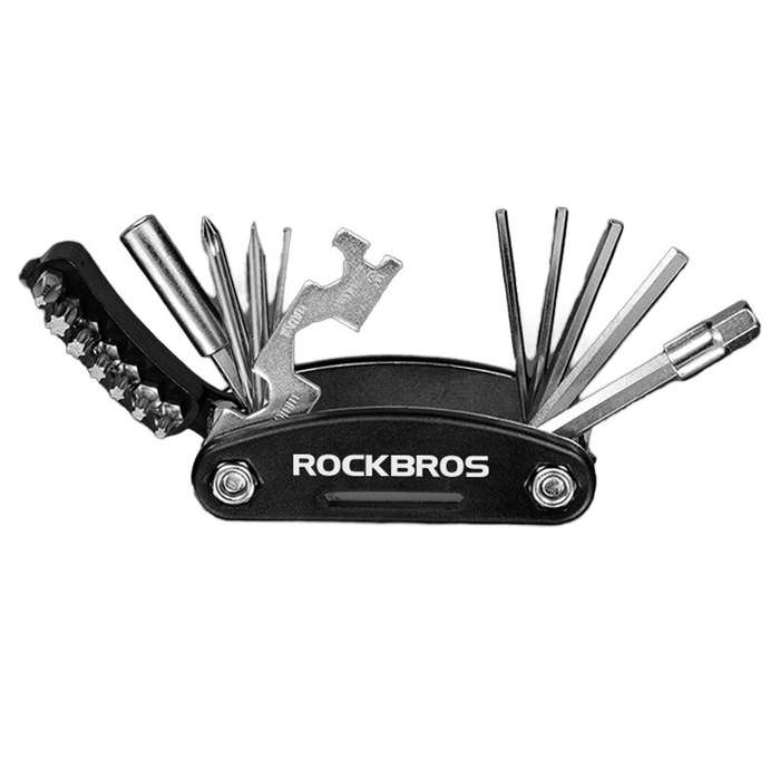 Black - ROCKBROS GJ8002 16 in 1 Bike Multitools Mountain Bicycle Tools Sets Bike Bicycle Repair Tool