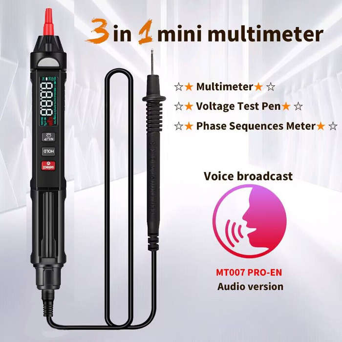 MUSTOOL MT007/MT007 Pro/MT007 Pro-EN True RMS Digital Multimeter + Voltage Test Pen +Phase Sequences