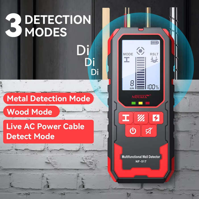 Red - NOYAFA NF-517 Wall Detector Laser Rangefinder Digital Level Metal Wood AC Wire Scanner 2.4 Inc