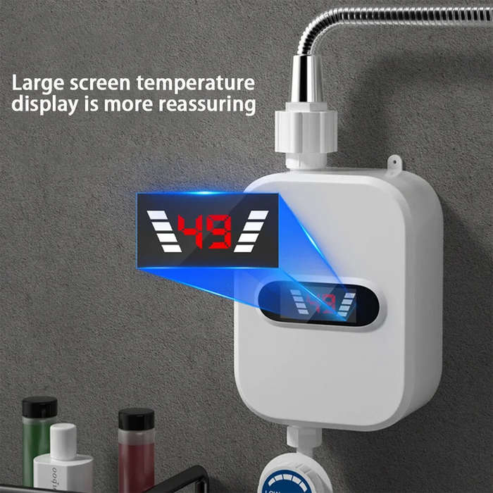 EU - 220V EU Plug Mini Instant Electric Water Heater Shower Set with Temperature Control Instant Hot