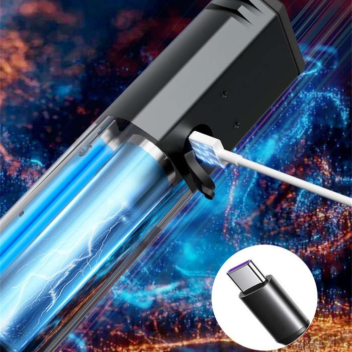 Black - Portable Ultra-Bright Outdoor LED Flashlight with Built-in Lithium Battery USB Rechargeable