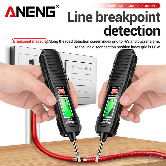 Red - ANENG VD807 Voltage Tester Pen High-Sensitivity Induction 12-300V Measurement Range with Sound